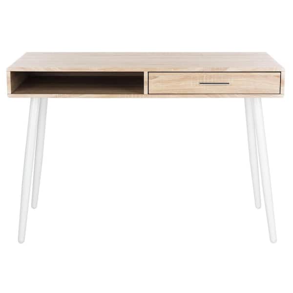 SAFAVIEH Jorja 43.3 in. Brown/White 1-Drawer Writing Desk