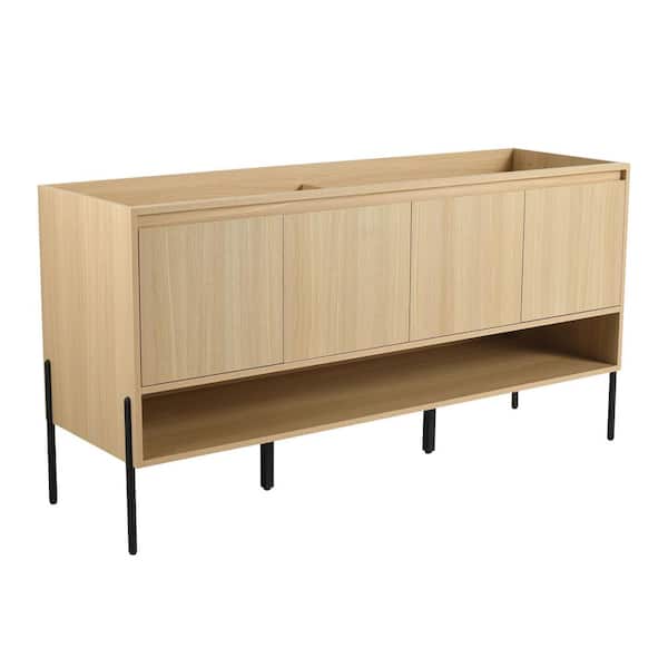 Canyon 58.66 in. W Modern Freestanding Bath Vanity Cabinet without Top in Oak with 4 Soft-Close Doors