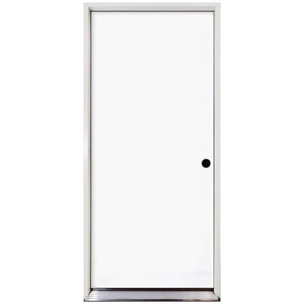 Steves & Sons 24 in. x 80 in. Premium Flush Primed White Left-Hand Outswing Steel Prehung Front Door with 4-9/16 in. Frame