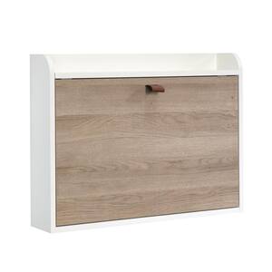 25 in. Rectangular White Floating Desk with Built-In Storage