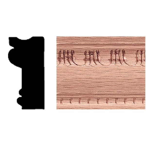 3/4 in. x 1-1/2 in. x 8 ft. Oak Double Embossed Casing/Chair Rail