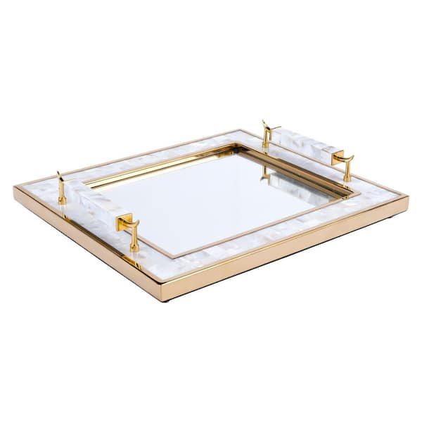 Zuo Modern Gold Tray with Horn Handle