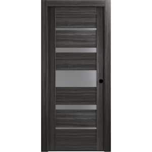 18 in. x 80 in. Kina Gray Oak Left-Hand Solid Core Composite 5-Lite Frosted Glass Single Prehung Interior Door