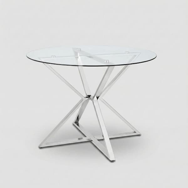 Kapela 41.5 in. Chrome and Glass Round Dining Table