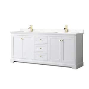 Avery 80 in. W x 22 in. D x 35 in. H Double Sink Bath Vanity in White with Light-Vein Carrara Cultured Marble Top