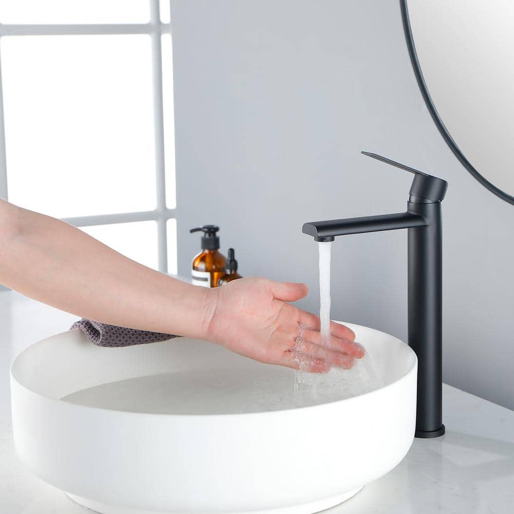Matte Black Single Handle Vessel Sink Faucet
