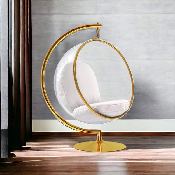 HomeRoots Clear Balloon Chair Set of 1 with Removable Cushions