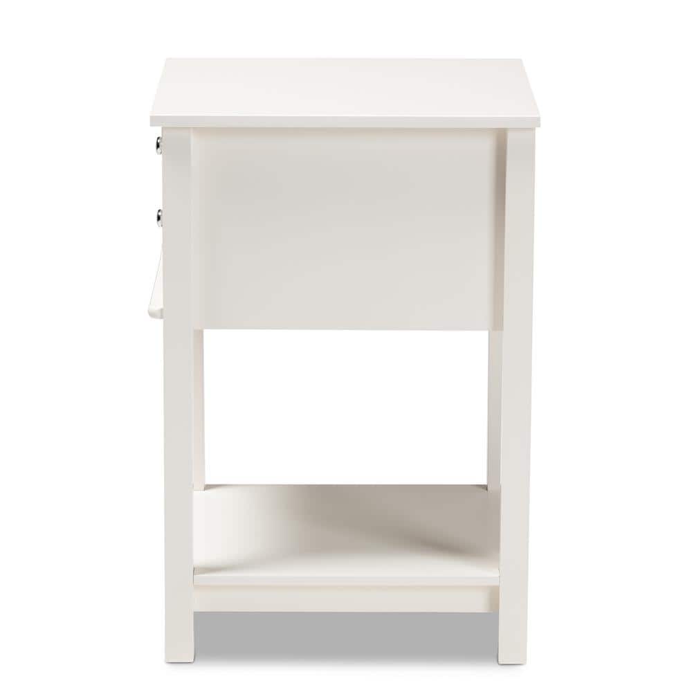 White Wood 2-Drawer Nightstand with Silver Knobs