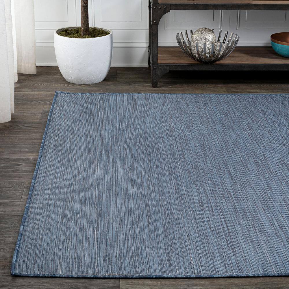 Ethan Blue Flatweave Synthetic 8' x 10' Area Rug