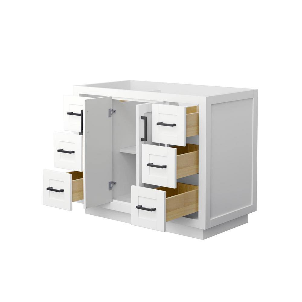 Miranda 42-Inch White and Matte Black Freestanding Single Bathroom Vanity