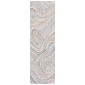 Abstract Gray/Brown 2 ft. x 8 ft. Abstract Eclectic Runner Rug