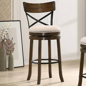 Eldare 43.75 in. Live Edge Oak and Black Low Back Wood Bar Height Stool (Set of 2)