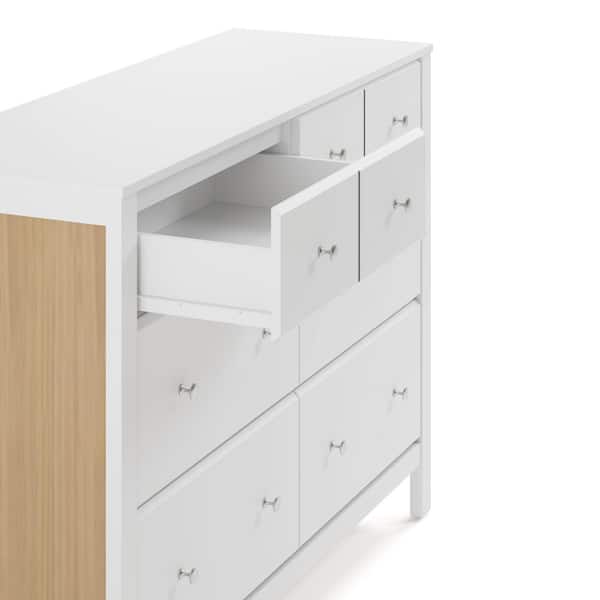 Storkcraft Horizon White with Driftwood 6-Drawer 47.88 in. Wide