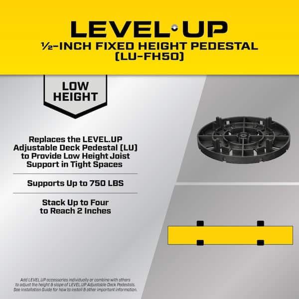 Level.Up Pedestal System Accessory 1/2 in. Fixed Height Pedestal (8-Pack)