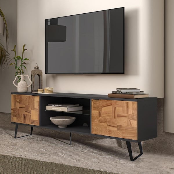 Black and Browm TV Stand Fits TV's up to 75 in.