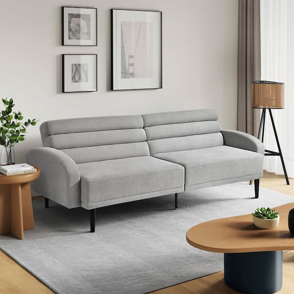 Bronson 76.97 in. Light Grey Woven Polyester Twin Size Sofa Bed