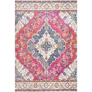 Bohemian Flair Boho Vintage Medallion Fuchsia/White 3 ft. x 5 ft. Area Rug