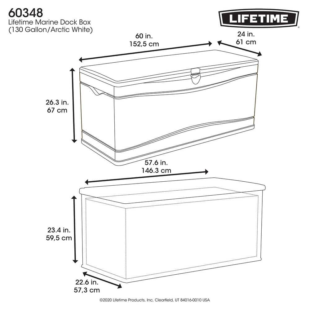 Arctic White Lockable Plastic 130 Gallon Deck Box