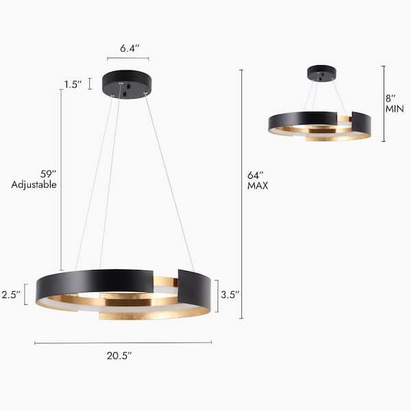 Zevni Modern Chandelier Lights, 1-Light 24W Ring Integrated