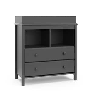 Alpine Gray 2 Drawer Changing Table Kids Dresser (34.88 in. W x 17.60 in. D x 38.94 in. H)