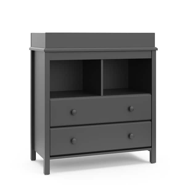 Storkcraft Alpine Gray 2 Drawer, How Tall Should A Dresser Be For Changing Table