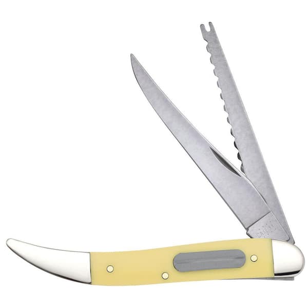 Smooth Yellow Synthetic Fishing Pocket Knife
