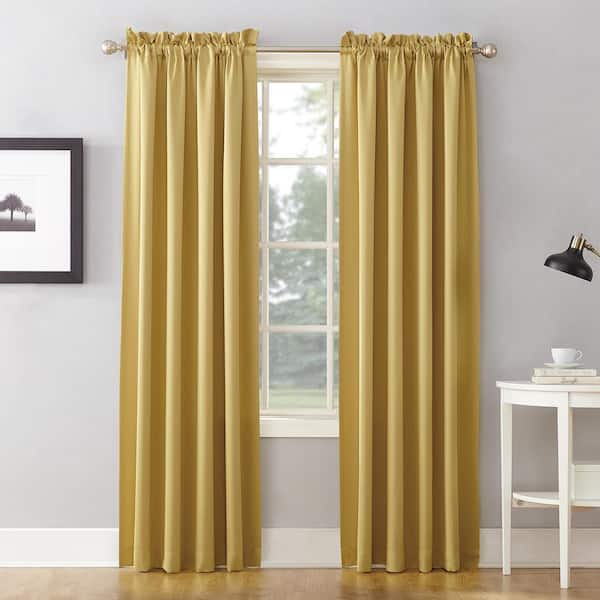 Sun Zero Gregory Flax Polyester 54 in. W x 63 in. L Rod Pocket Room Darkening Curtain (Single Panel)