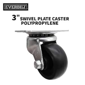 3 in. Black Polypropylene and Steel Swivel Plate Caster with 210 lb. Load Rating