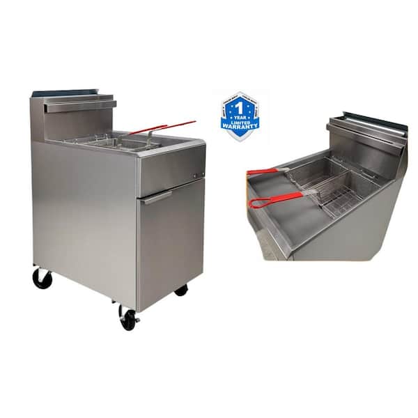 Cooler Depot Commercial 36 qt. Propane Deep Fryer 70 lbs. 150,000 BTU, NSF Certify ETL Listed in Stainless-Steel