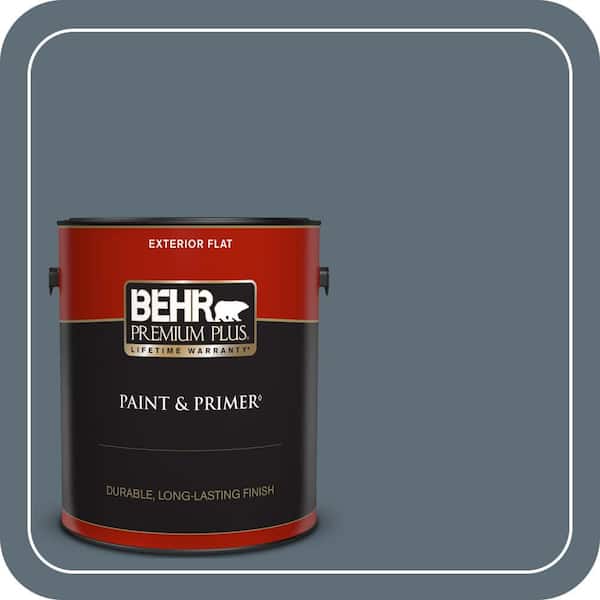 BEHR PREMIUM PLUS 1 gal. #N480-6 NYPD Flat Exterior Paint & Primer