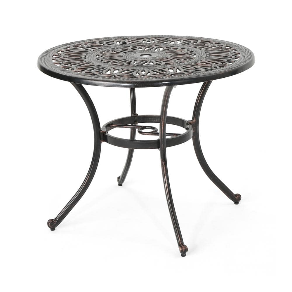 Elegant Shiny Copper Cast Aluminum Round Dining Table for 2
