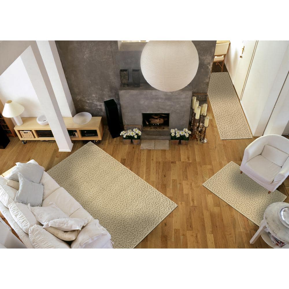 Tan Tufted Non-slip Synthetic 5' x 7' Area Rug Set