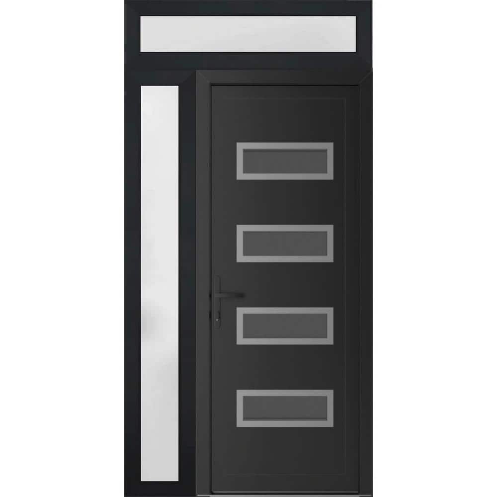 48 in. x 94 in. Right-hand/Inswing Mirrored Glass Matte Black Steel Prehung Front Door with Hardware price history on PriceWatchPro