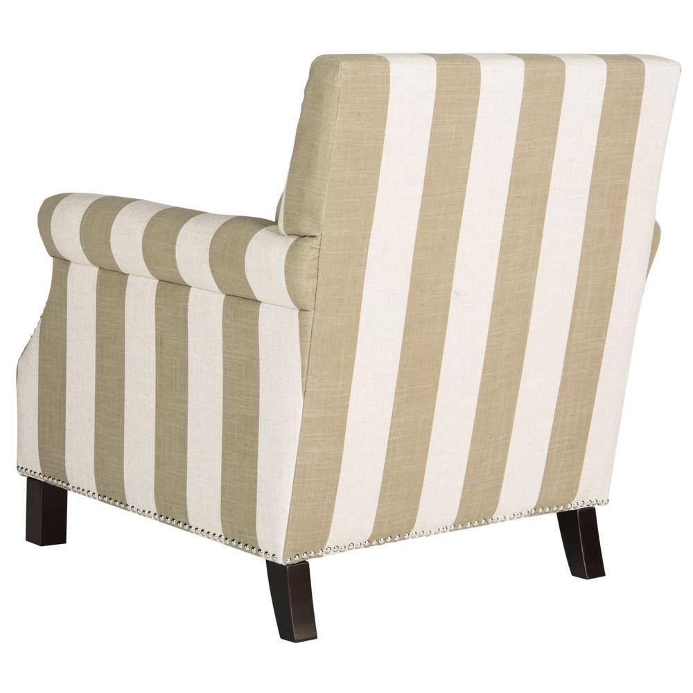 Easton Olive and White Striped Faux Leather Club Chair