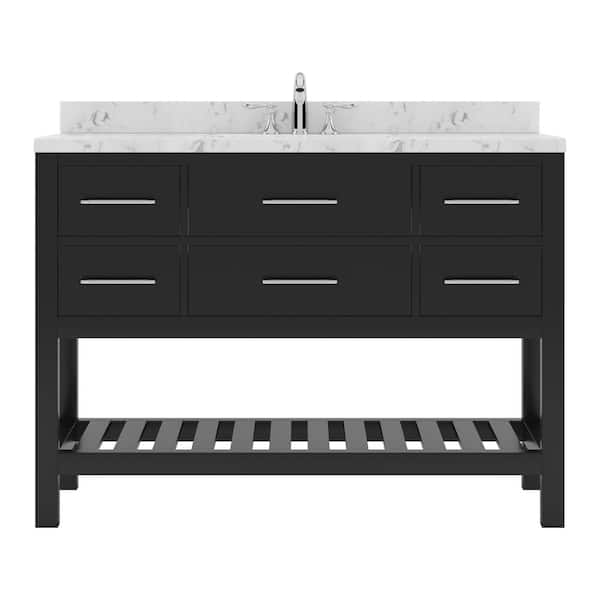 Virtu USA Caroline Estate 48 in. W x 22 in. D x 35 in. H Single Sink Bath Vanity in Espresso with Quartz Top