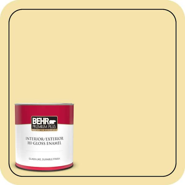 BEHR PREMIUM PLUS 1 qt. #P320-3 Lily Bulb Hi-Gloss Enamel Interior/Exterior Paint & Primer