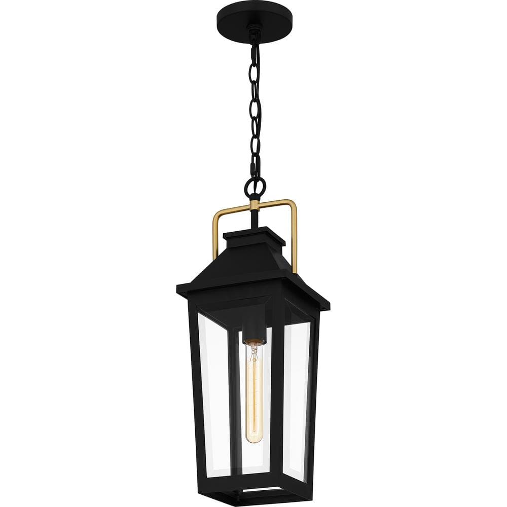Buckley Matte Black Outdoor Hanging Lantern with Clear Glass