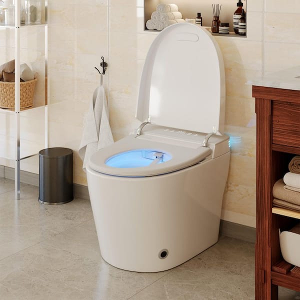 CASAINC Smart Elongated Tankless Bidet Toilet with Auto Open, Voice Control & Power-Off Flushing