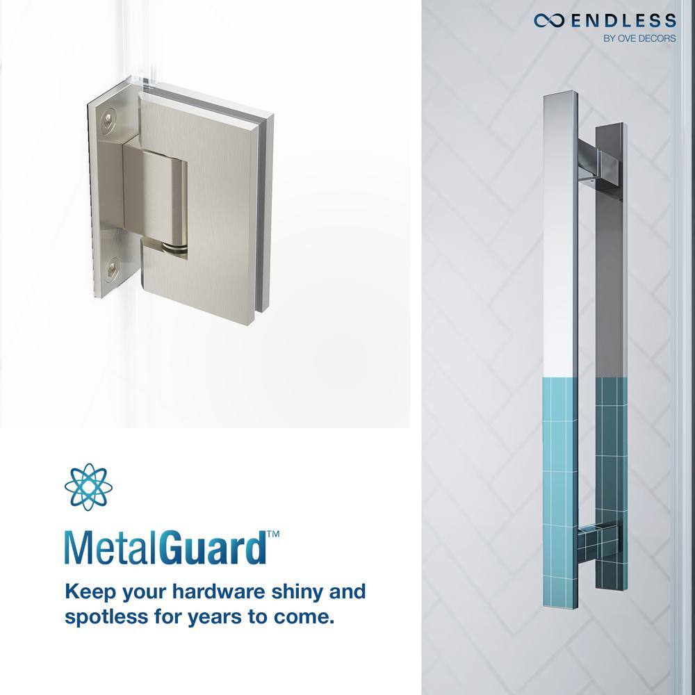 Tampa-Pro 33" Satin Nickel Frameless Corner Shower Enclosure with Shelves