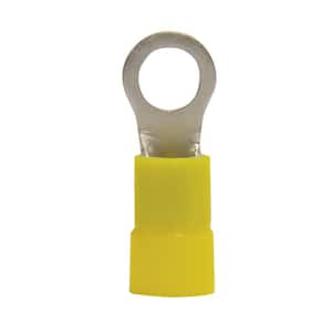 4 AWG 3/8 in. Stud Size Vinyl-Insulated Ring Terminals in Yellow (4-Pack)