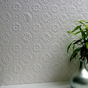 Spencer Paintable Supaglypta White & Off-White Wallpaper Sample