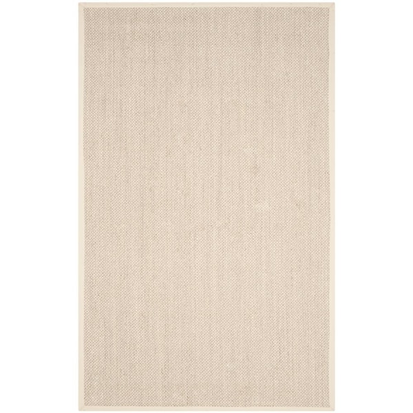 Natural Fiber Marble/Beige 5 ft. x 7 ft. Woven Border Area Rug