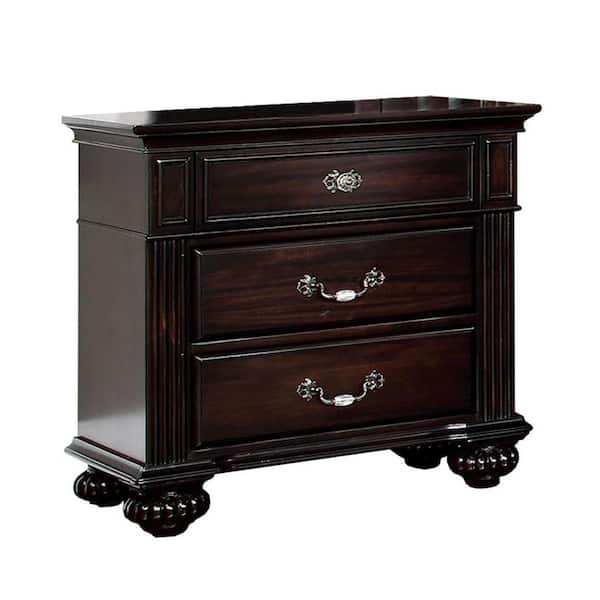 Benjara Syracuse Traditional Style Beautiful Dark Walnut Wooden Nightstand