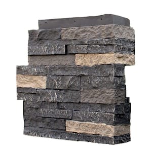 Stacked Stone Bedford Charcoal 4.25 in. x 13.75 in. Faux Stone Siding Corner (4-Pack)