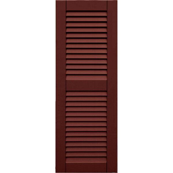 Winworks Wood Composite 15 in. x 42 in. Louvered Shutters Pair #650 Board and Batten Red