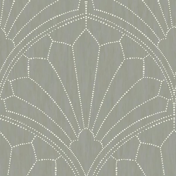 Seabrook Designs Scallop Medallion Cinder Gray and Ivory Geometric Paper Strippable Roll (Covers 56.05 sq. ft.)