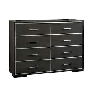 Gray 8-Drawer 17.38 in. Wooden Dresser Without Mirror