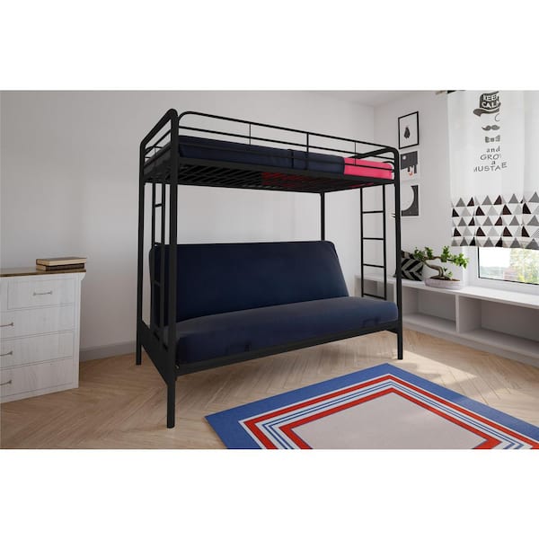 Easton Black Metal Twin Over Futon Bunk Bed