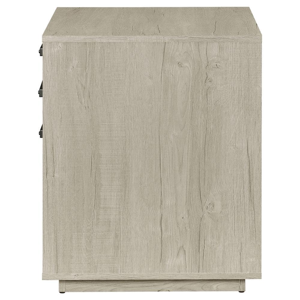 Whitewashed Gray Modern 3-Drawer Wood File Cabinet