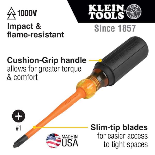 #1 Phillips, 6 in. Slim-Tip 1000-Volt Insulated Screwdriver